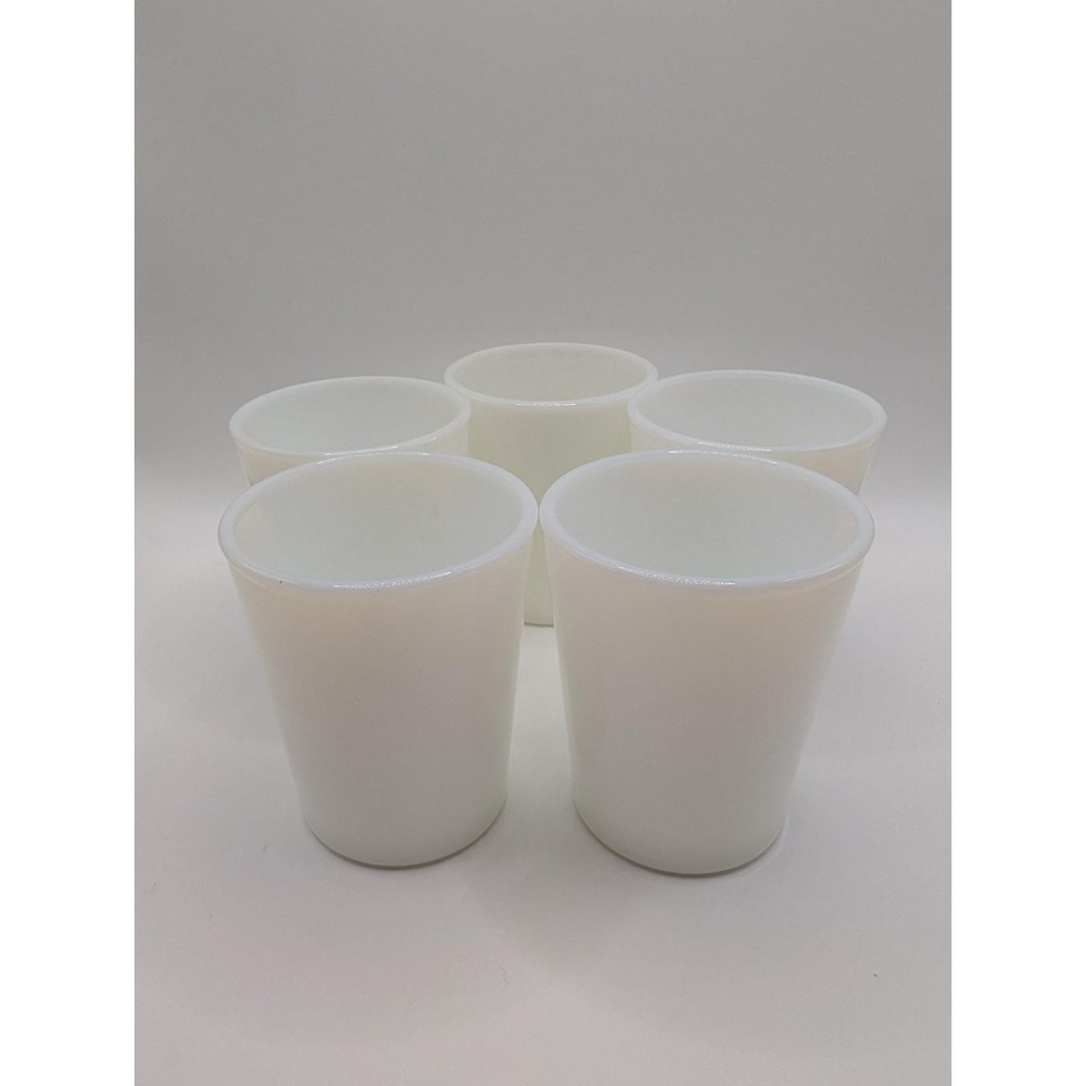 Vintage White Milk Glass Tumblers Drinking Glasses 3.5" Set of 5 Unmarked
